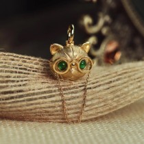 Collar chapado en cobre con forma de gato, 1 pieza