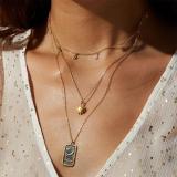 Collar Vintage de Tarot, sol, luna y estrella, gota tridimensional chapada en aceite, collar de circón de oro Real de 18K para mujer