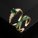 Anillo Abierto De Circón Chapado En Oro De Cobre Geométrico De Moda 1 Pieza