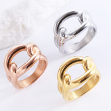 Anillos chapados en oro rosa chapados en oro de 18 quilates con revestimiento de acero inoxidable de color sólido lujoso elegante