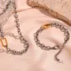 Collar de pulseras chapado en oro de 18 quilates con revestimiento de acero inoxidable ovalado de estilo clásico de estilo vintage
