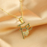 Collar de cobre con letras de estilo simple Collares de cobre con diamantes de imitación