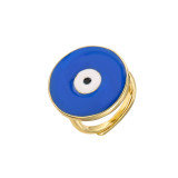 Anillo abierto de cobre con ojo geométrico de moda, anillos de cobre chapados