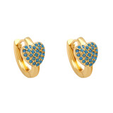 Pendientes De Aro De Circón Chapados En Oro Cobre Con Forma De Corazón A La Moda, 1 Par