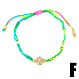 Pulsera Mujer Bohemio Nicho Tejido Madonna Abeja Corazón Arco Iris Pulsera De Cuerda De Mano