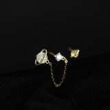 Fashion Planet Pendientes de diamantes de imitación chapados en oro y cobre, 1 par