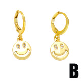 Pendientes de cobre con incrustaciones de pendientes de cobre con cara sonriente de perro a la moda