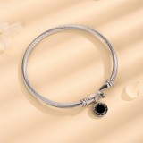 Brazalete de acero titanio con números romanos de estilo simple elegante a granel