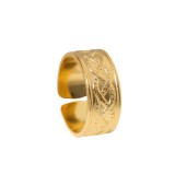 Anillo de banda ancha de acero inoxidable con ondas retro