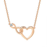 Collar de pulseras de circón con incrustaciones de cobre en forma de corazón infinito de estilo Simple dulce