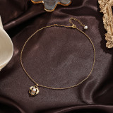 Collar con colgante chapado en oro de 18 quilates de metal chapado en cobre con flor retro