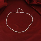 Collar chapado en plata con revestimiento de perlas de cobre irregular estilo IG