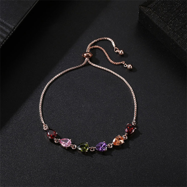 Pulseras chapadas en oro rosa con incrustaciones de cobre y gotas de agua redondas geométricas de estilo moderno y elegante