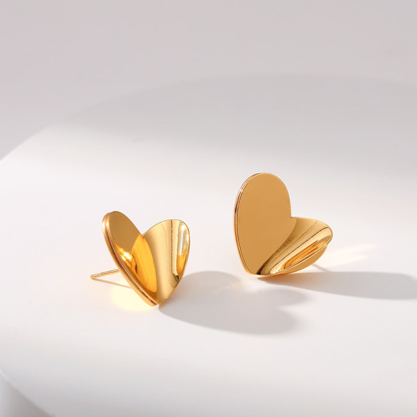 Pendientes chapados en cobre con forma de corazón a la moda, 1 par