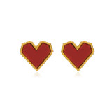Estilo IG Estilo simple Forma de corazón Chapado en acero inoxidable Incrustaciones de piedras preciosas artificiales Collar de pendientes chapado en oro de 18 quilates