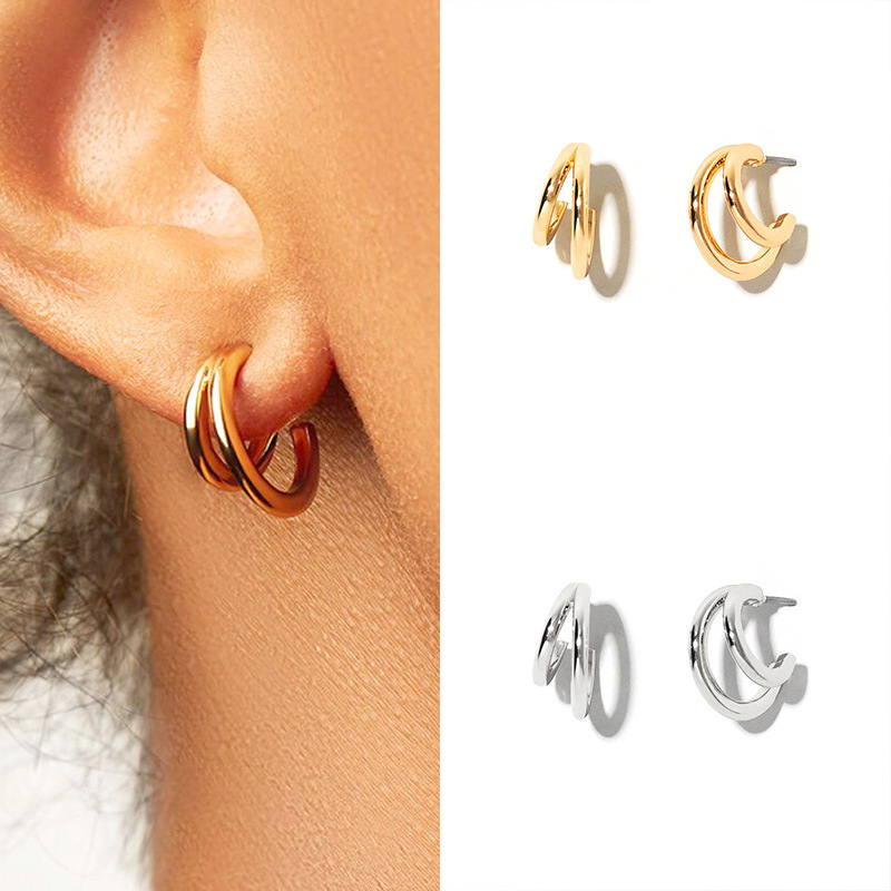 Venta caliente en Europa y América Aguja de plata esterlina Mosquito Coil Doble capa Temperamento Stud Pendientes Estilo frío simple Orejera femenina Orejeras