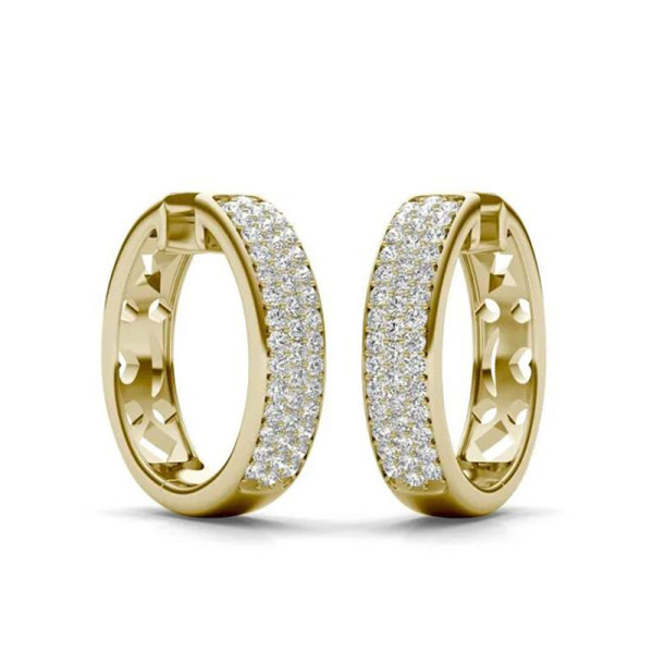 1 par de pendientes de aro de circonita con incrustaciones de cobre redondo brillante