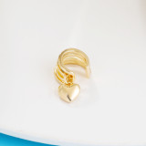 Clips para las orejas chapados en oro y cobre, estilo Simple, con forma de corazón, 1 unidad