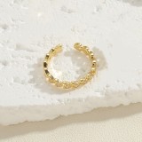 Elegantes anillos chapados en oro de 14 quilates con incrustaciones de circonio asimétrico de cobre de color sólido
