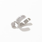 Clips de oreja de circonio con perlas artificiales chapado en cobre en forma de corazón dulce 1 pieza