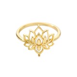 Collar de anillos huecos con revestimiento de cobre de acero inoxidable con flor de estilo simple