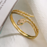 Brazalete de circonio chapado en oro artístico de cobre 18K con serpiente estilo INS a granel