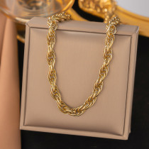 Collar de pulseras chapado en oro de 18 quilates con revestimiento de acero de titanio geométrico Glam