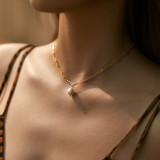 Collar chapado en oro de 18 quilates con cuentas de cobre geométrico de estilo simple retro