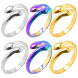 Venta al por mayor Anillos de acero inoxidable de serpiente de estilo simple de 1 pieza