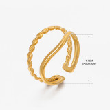 Anillos abiertos geométricos de color sólido con revestimiento de acero inoxidable de estilo vintage