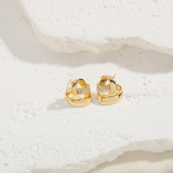 1 par de pendientes chapados en oro de 14K con incrustaciones geométricas de estilo clásico lujoso y elegante con circonita de cobre