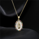 Nuevo Collar con colgante de la Virgen María, chapado en cobre, oro de 18 quilates, goteo de aceite, circón, venta al por mayor