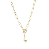 Collar Chapado En Oro De Cobre Con Letras De Moda, 1 Pieza