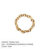 Anillo de acero inoxidable con forma de cadena plateada dorada ovalada de moda simple