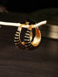 Pendientes de aro chapados en cobre circulares de moda 1 par