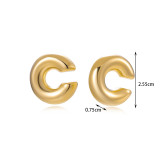 1 par de pendientes de cobre en forma de C, estilo francés, estilo Vintage, estilo Simple