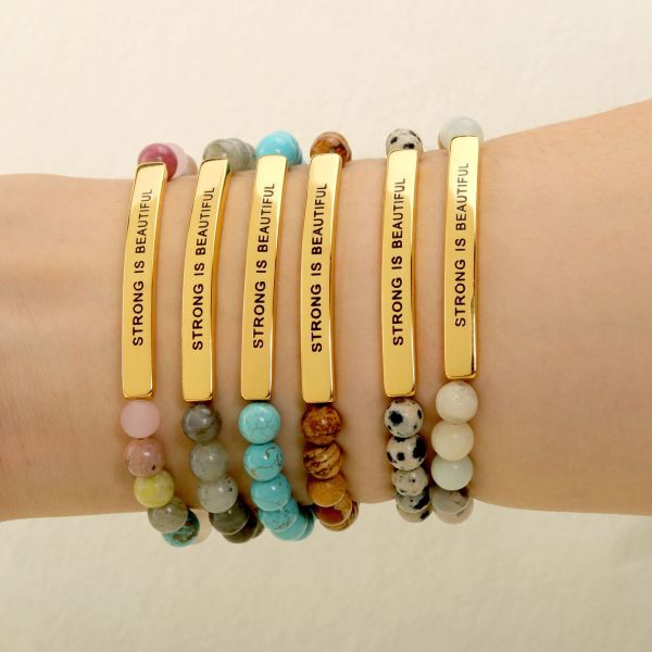 Estilo simple Letra Acero inoxidable Chapado en piedra natural Pulseras 1 pieza