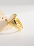 Anillos abiertos chapados en oro de 18K con incrustaciones de concha de cobre ovalado de estilo vintage