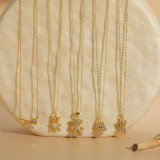Collar de circón chapado en oro de 14 quilates con cobre y oso de estilo clásico elegante a granel