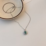 Collar Con Colgante De Circón Con Incrustaciones De Cobre De Serpiente De Moda, 1 Pieza