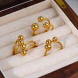 Anillos chapados en oro de pulido de acero inoxidable retro de la bola del círculo que platean los anillos plateados 18K