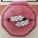 Anillo abierto de circón con incrustaciones de cobre y mariposa de moda de 1 pieza