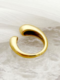 Anillo abierto chapado en oro de acero inoxidable con gotas de agua de estilo simple informal a granel