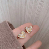 1 par de pendientes con diamantes de imitación de cristal de cobre con incrustaciones de flores dulces