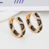 Nuevos pendientes de circón con estampado de leopardo, moda, cobre, chapado en oro, diamante completo, variedad de pendientes, joyería