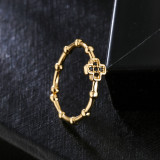 Nuevo Microconjunto de oro de 18K chapado en cobre, anillo ajustable con apertura cruzada
