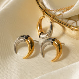 Collar de pendientes chapado en oro de 18 quilates con revestimiento de acero inoxidable con cuernos estilo IG