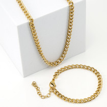 Collar de pulseras chapadas en oro de acero inoxidable geométrico hip-hop