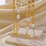 Collar al por mayor de cobre con perlas artificiales chapado en oro geométrico de 18 quilates de estilo vintage