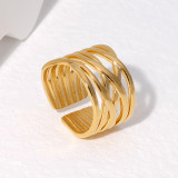 Anillo Abierto Geométrico De Moda Chapado En Acero Inoxidable